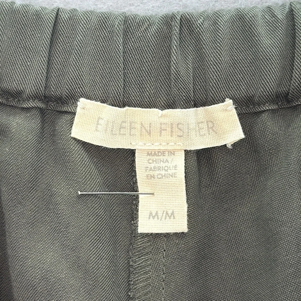 Eileen Fisher - Women's 100% Tencel twill tapered Ankle Pants olive pull on SZ M